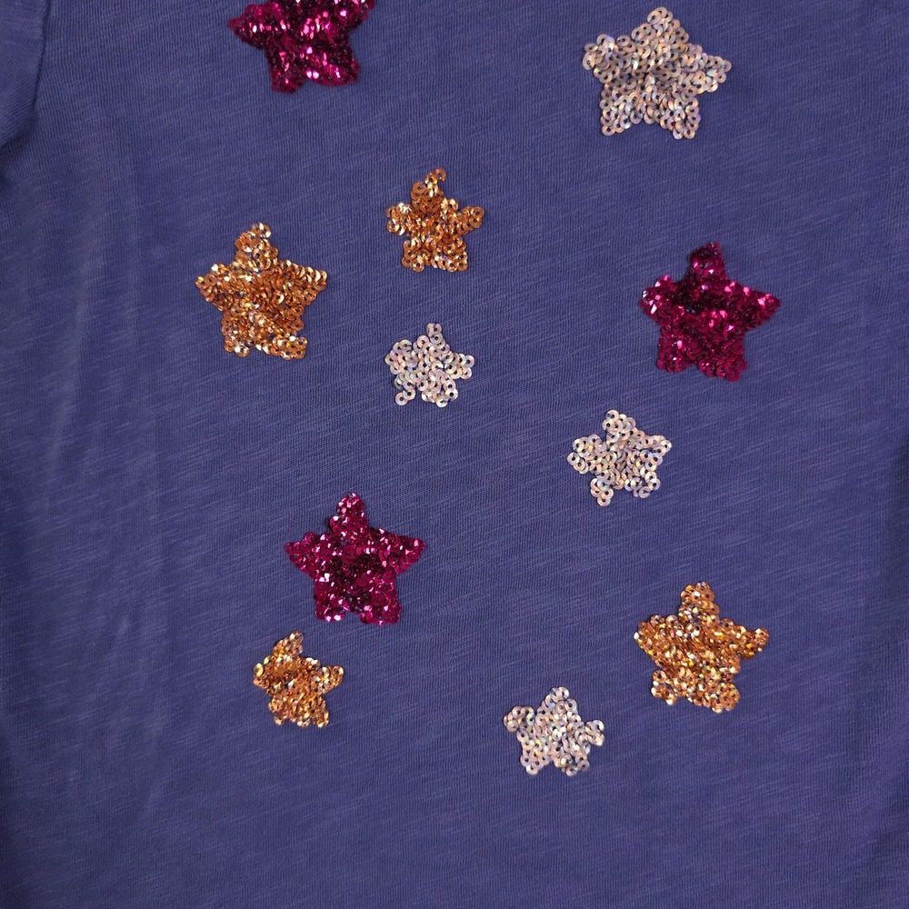 Crewcuts Shirt Girls XS 4-5 Blue Sequin Star Graphic Long Sleeve Tee J Crew - Picture 9 of 10